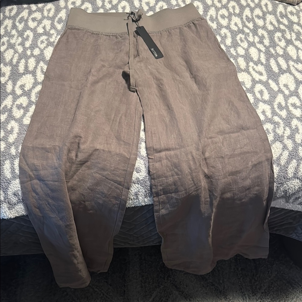 Woman’s Linen pants- light brown- wide leg